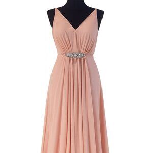 Jessica Howard Blush Pink Embellished Waist Gown - Size 6